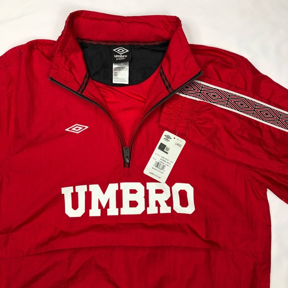 Red Umbro Men’s Jacket Windbreaker with Hood - Picture 4 of 8